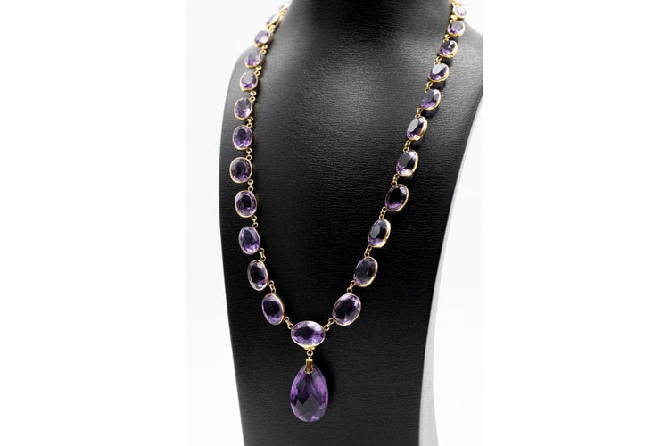 Starobylý náhrdelník Rivièra ze zlata a ametystů, první polovina 20. století 
