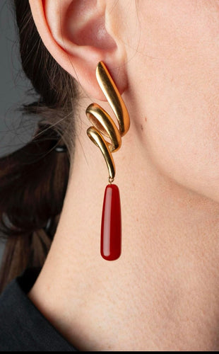 Boucles d'oreilles Boucles d'oreilles en or jaune 18K et cornaline 58 Facettes