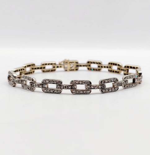 Bracelet Bracelet art déco or et argent orné de diamants 58 Facettes A05374