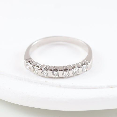 Bague 54 Bague - Bague taille brillant en or blanc 18 carats et diamants 58 Facettes 131182