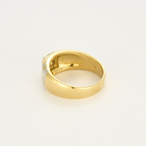 Zegelring geel goud, wit goud, diamant 