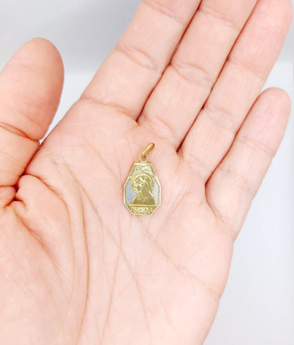 Pendentif Médaille - Médaille religieuse Art déco en or 18k et nacre 58 Facettes A06574