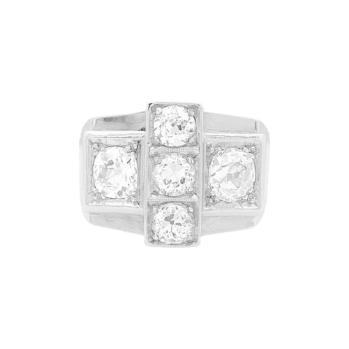 Bague 56 Bague "Tank", platine et diamants. 58 Facettes 34993