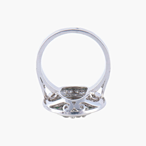 Bague 57 Bague style Art Déco Diamants Emeraudes 58 Facettes AB67