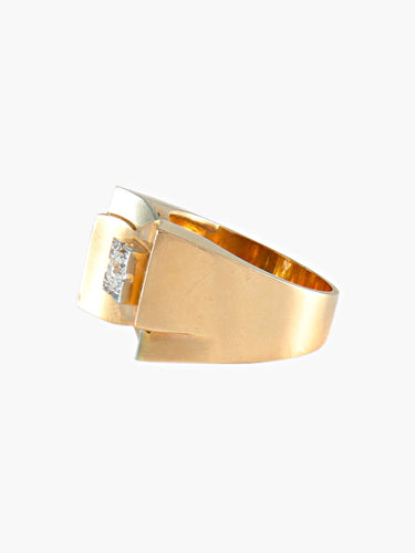 Bague 59 BAGUE TANK OR JAUNE  ET DIAMANT 58 Facettes