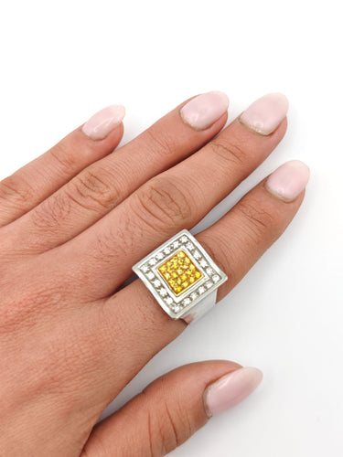 Bague 54 Bague en or blanc et or jaune sertie de saphirs et de diamants 58 Facettes 21002809