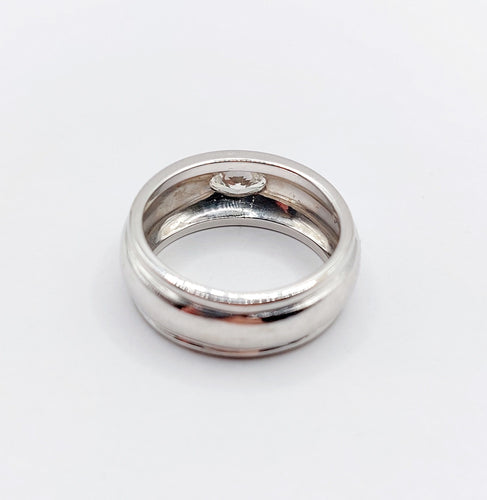 Bague 51 Boucheron - Bague Axelle bombée en or blanc 18k et diamant ovale 0,40 carat 58 Facettes A06571