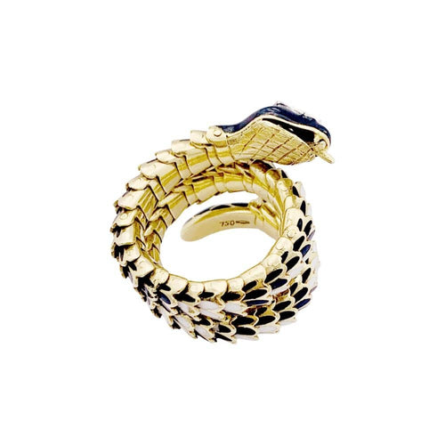 Bague 56 Bague vintage, «Serpent», or jaune, émail, diamants. 58 Facettes 35134