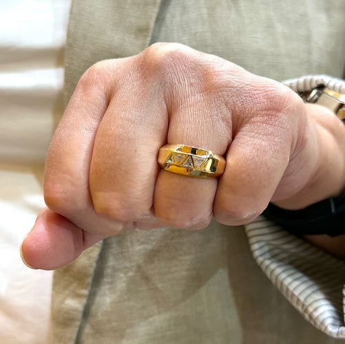 Bague 54 Bague vintage or jaune et diamants 58 Facettes