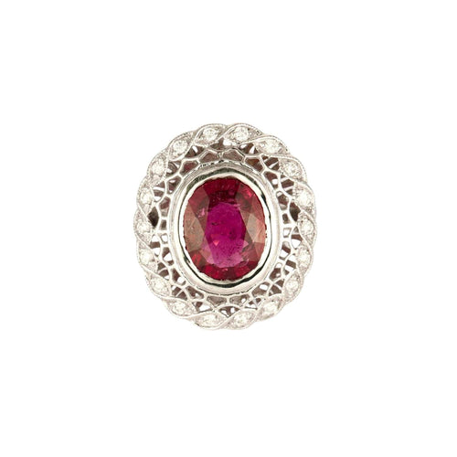 Bague 56 Bague or blanc rubellite diamants 58 Facettes