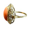 Bague Bague 1940 or jaune cabochon corail et diamants taille ancienne 58 Facettes 7204 A
