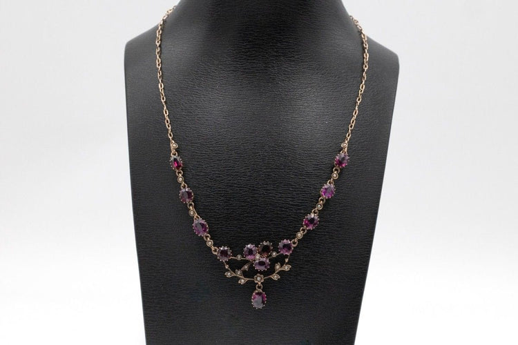 Collier Collier ancien avec grenats et perles, début du XIXe et XXe siècle 58 Facettes 11570