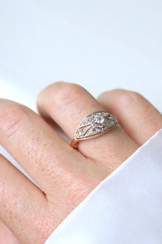 Bague 59 Bague Bandeau Art Déco 2 ors, diamants 58 Facettes
