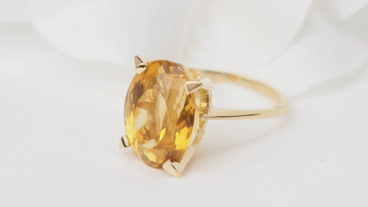 Bague 52.5 Bague vintage or jaune et citrine 58 Facettes 32983