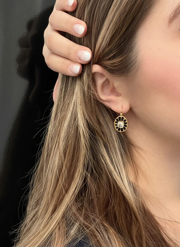 Boucles d'oreilles Boucles d'oreilles pendantes en émail noir, Empire austro-hongrois 58 Facettes