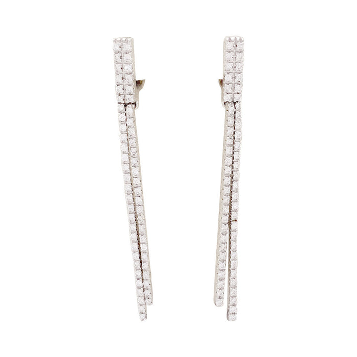 White gold "barettes" earrings, diamonds.