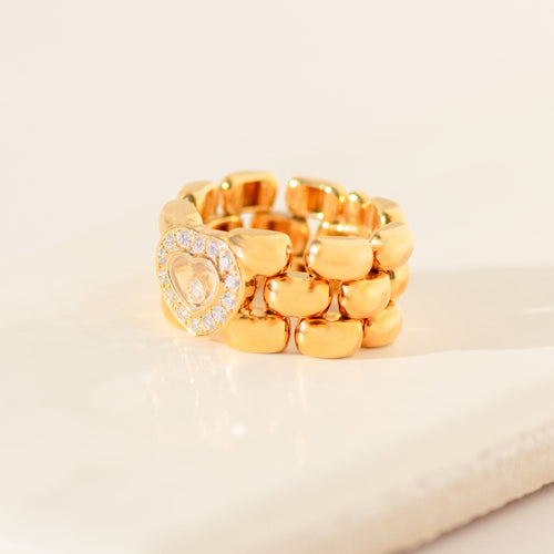 Bague 53 Chopard - Bague Happy Diamonds flexible en or jaune 18 carats et diamants 58 Facettes 3286