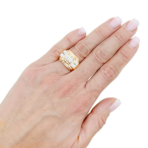 Bague 48 Bague "Tank" or rose, platine, diamants. 58 Facettes 34003