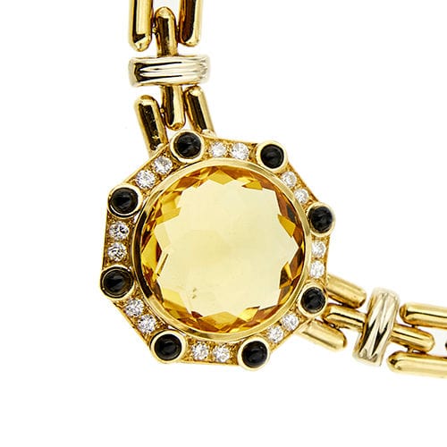 Collier Collier deux ors avec quartz citrine, saphirs et diamants 58 Facettes 31915