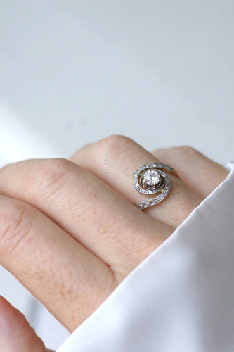 Bague 56.5 Bague or jaune platine et diamant 58 Facettes