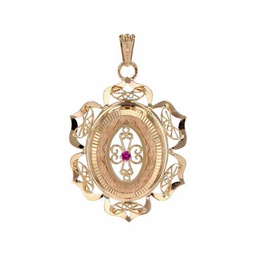 Pendentif Pendentif vintage rubis de synthèse 58 Facettes CVP151