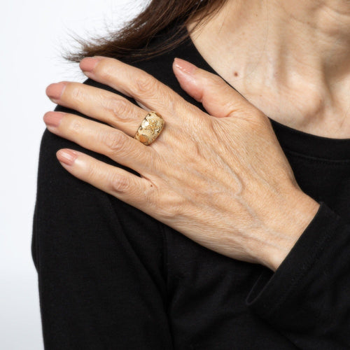 Bague 52 Bague étoile de mer en or jaune avec bande émaillée 58 Facettes G14010