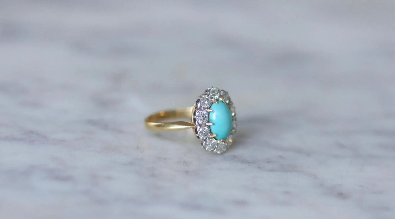 Bague Marguerite turquoise et diamants 58 Facettes