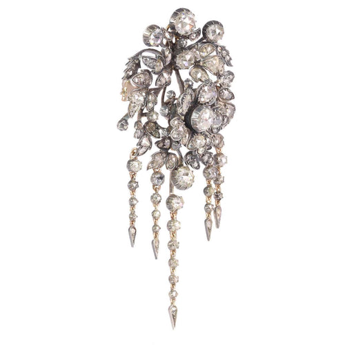 Broche Splendeur florale antique : broche de corsage Trembleuse avec diamants, 1860 58 Facettes 21028-0240
