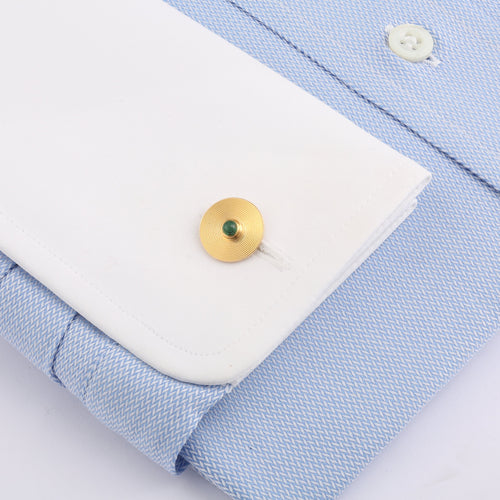 Zabytkowe spinki do mankietów w kształcie winylowych płyt z żółtego złota 18 karatów i szmaragdów 58 Facettes BM11