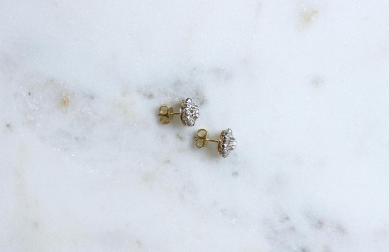 Boucles d'oreilles Boucles d'oreilles Marguerite or rose, diamants 58 Facettes