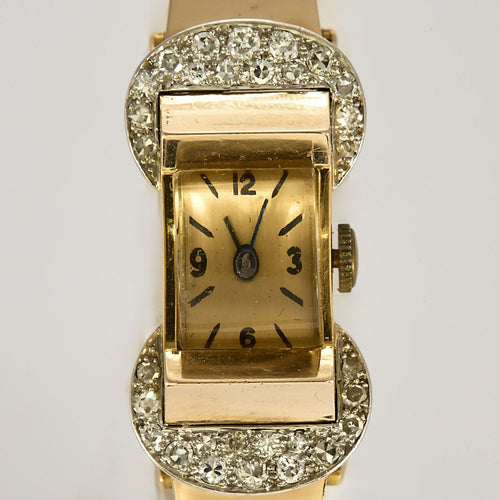 Montre Montre dame années 40 or jaune et diamants 58 Facettes