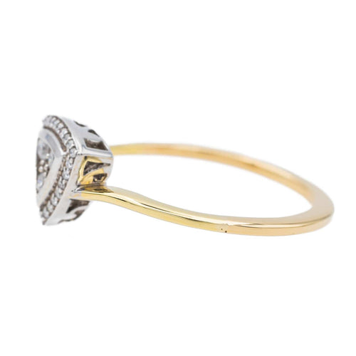Anillo de oro amarillo, oro blanco diamante 