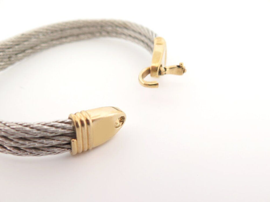 vintage armband FRED force 10 kabel 24 cm staal en geel goud