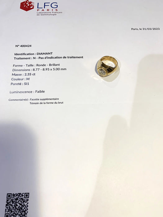 Anello con sigillo di diamanti 2,35 carati (certificato)