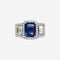 Bague Bague octogonale en saphir bleu de 3,23 carats GRS 58 Facettes R817