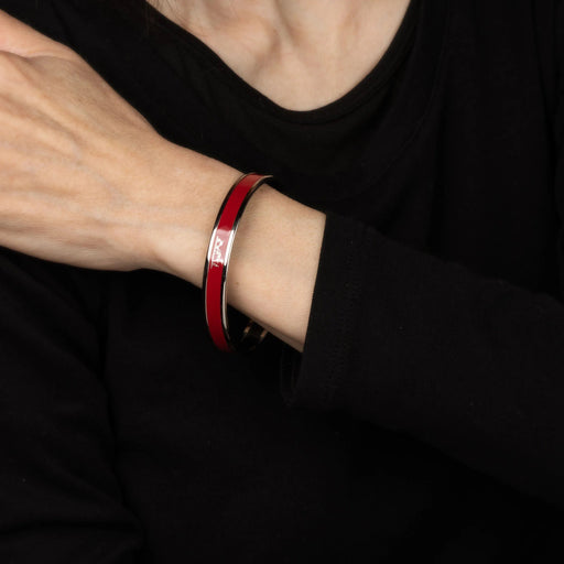 Bracelet Hermès - Bracelet jonc en émail rouge motif calèche 58 Facettes