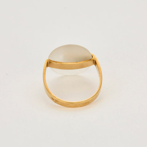 Bague 54 Bague moderniste or jaune et cristal de roche 58 Facettes NAR0303