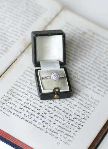 Bague 59 Bague Art Déco Ronde Diamants sur Platine 58 Facettes