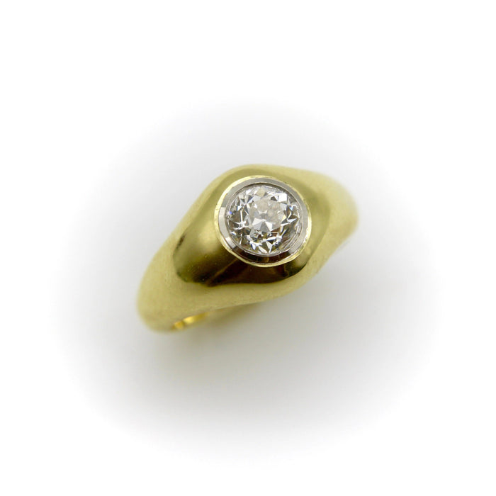 Gold Cut Diamond Rub Over Ring