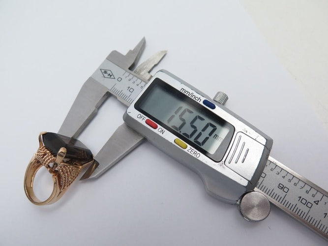 Bague 53 vintage bague sertie quartz fume rectangulaire or rose 58 Facettes 260595