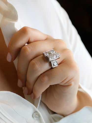 Bague 54 Bague pont diamants taille ancienne 58 Facettes 1153.15