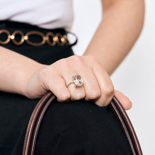 Bague 55,5 Bague cocktail or gris, quartz rose 58 Facettes COG0610