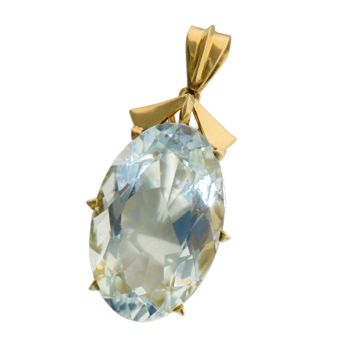 Pendentif Pendentif vintage en or jaune avec une aigue-marine de 40 carats – un bleu céleste dans un geste grandiose 58 Facettes 3229-34