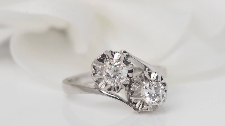 Bague 53 Bague Toi et Moi en or gris et diamants 58 Facettes 31194