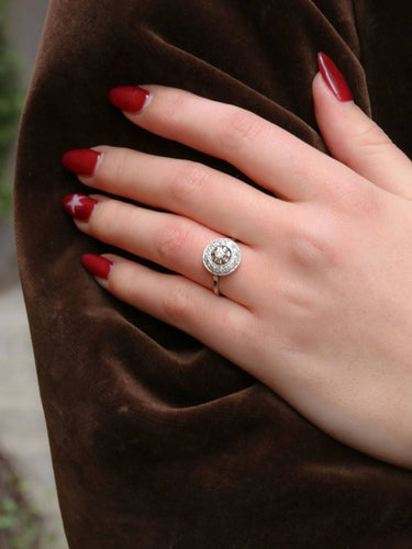 Bague Bague Belle Epoque ronde diamants taille ancienne 58 Facettes J312