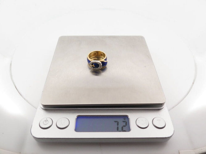 Bague 49 vintage bague FRED boucle de ceinture or jaune & email 16 diamants 58 Facettes 261950