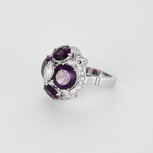 Bague 57 Bague cocktail or gris, diamants et améthystes 58 Facettes CAN11552