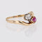 Bague 55 Bague Toi et Moi rubis diamant or jaune 58 Facettes 23-348