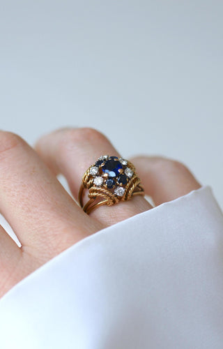 Bague 48 BOUCHERON - Bague Cocktail Saphir, Diamant, Or Jaune 58 Facettes