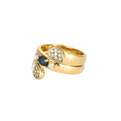 Bague 59 BAGUE OR JAUNE DIAMANTS ET SAPHIR 58 Facettes BO/240042